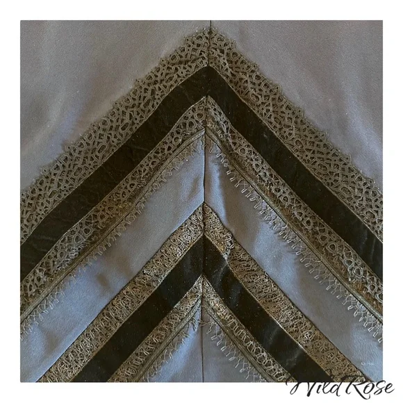 ROLAND MOURET NAVY BLUE BLACK LAC3 & VELVET PENCIL SKIRT SZ US 10 - Picture 10 of 17